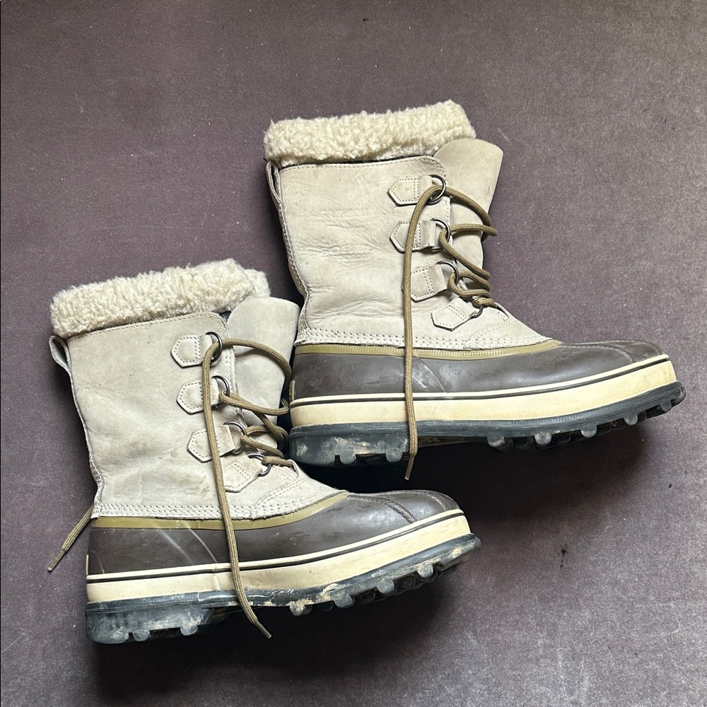 Tan and Brown Winter Boots with Fur Trim